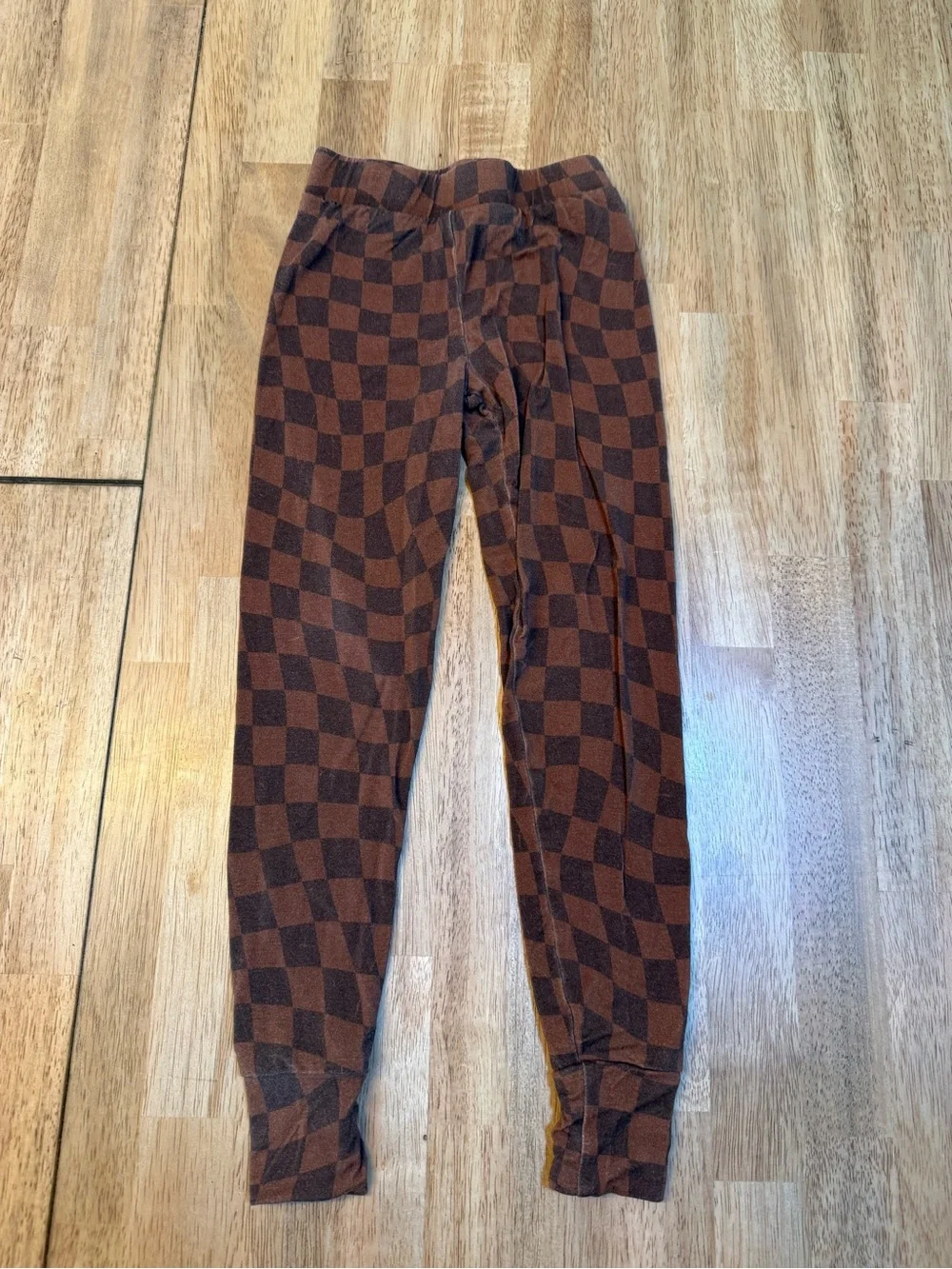 Kids Checkerboard Pajama Set in Brown - Cozy Sleepwear
